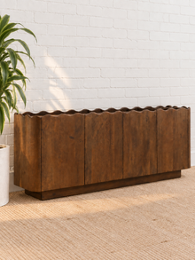 Eden Sculptural Mango Wood Credenza in Natural Brown