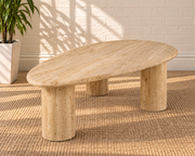 Eisley Triple Pedestal Travertine Coffee Table
