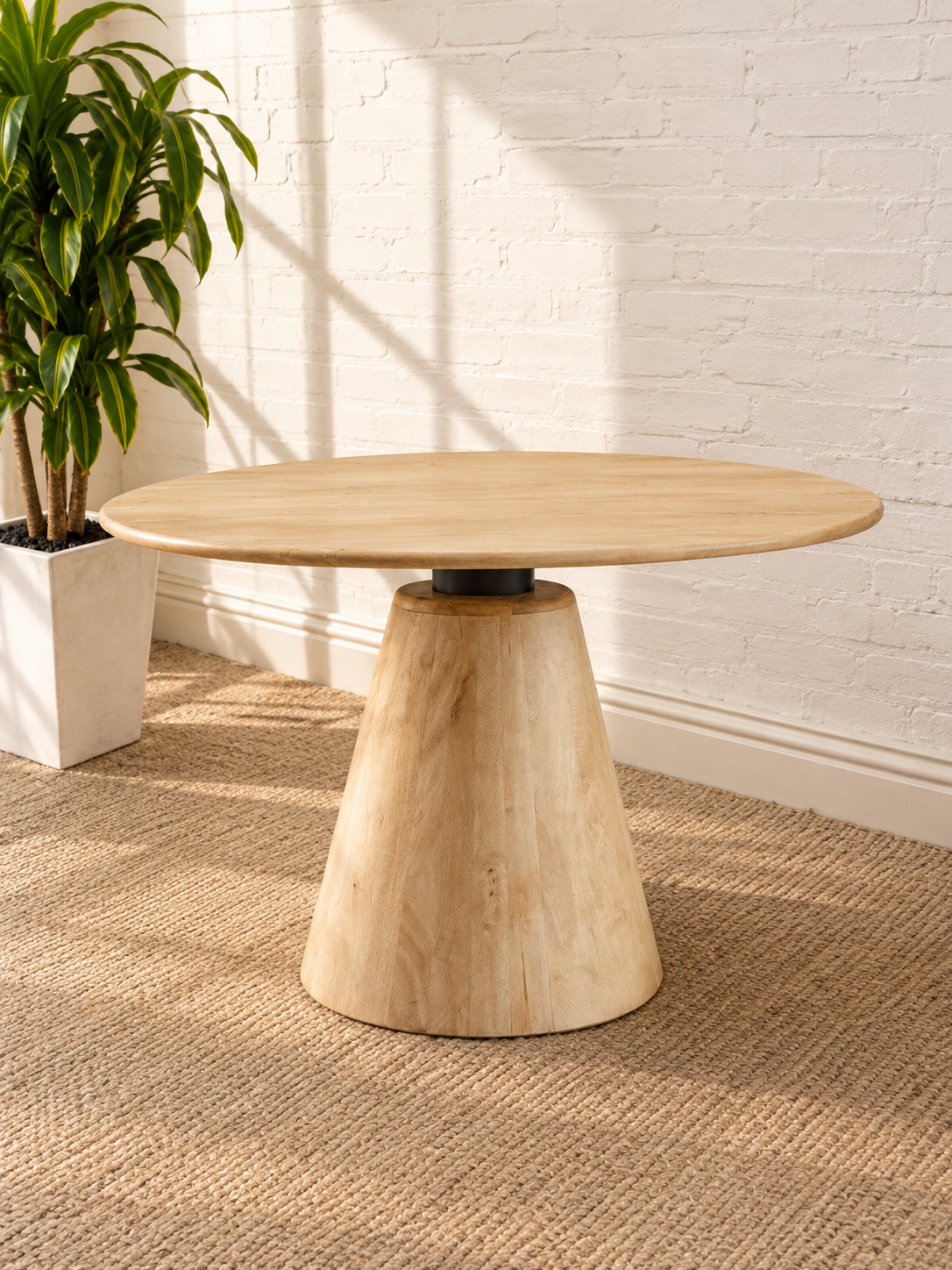 Elise Modern Contrast Dining Table in Warm Sand