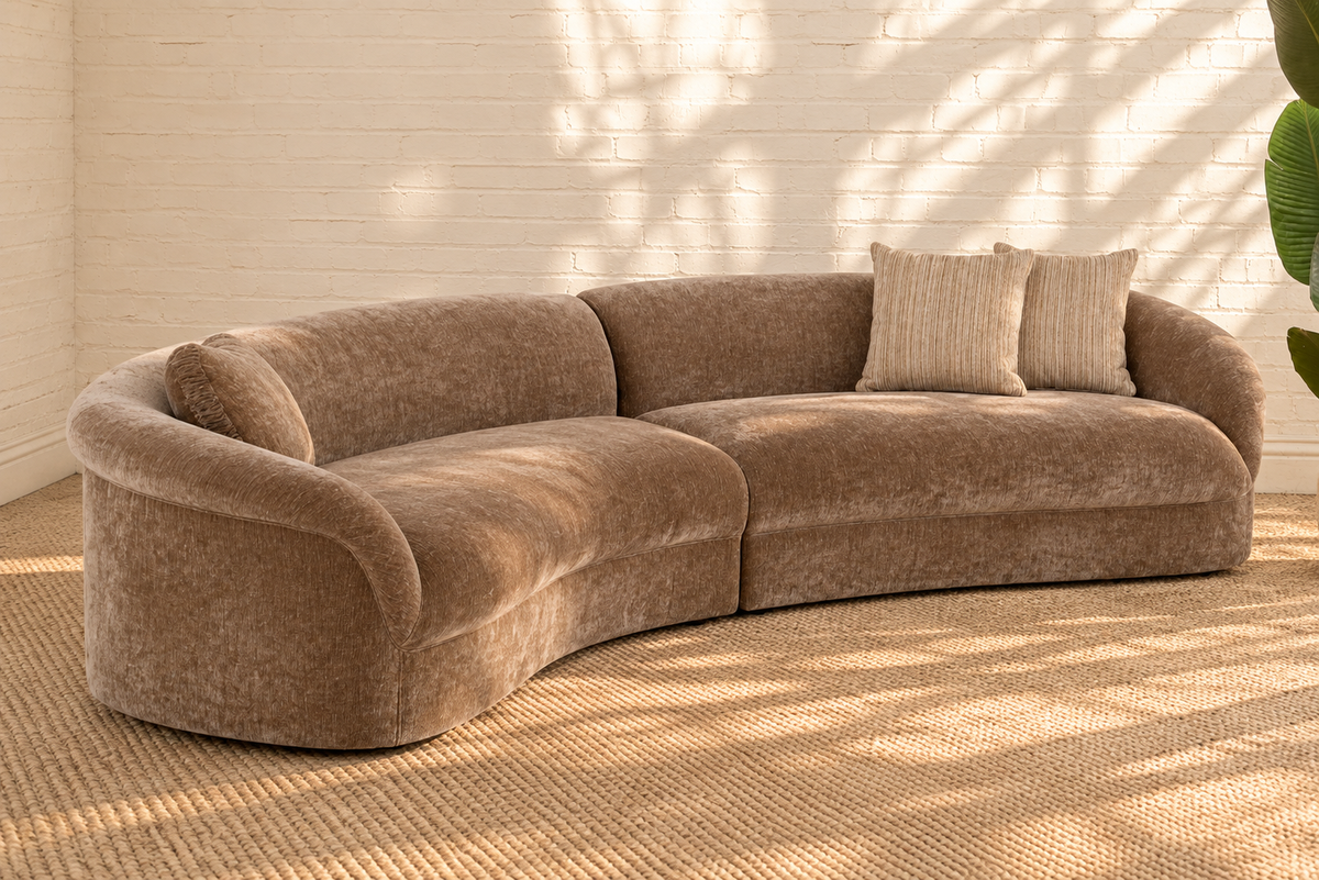 Ellie Sectional Sofa in Mocha Beige