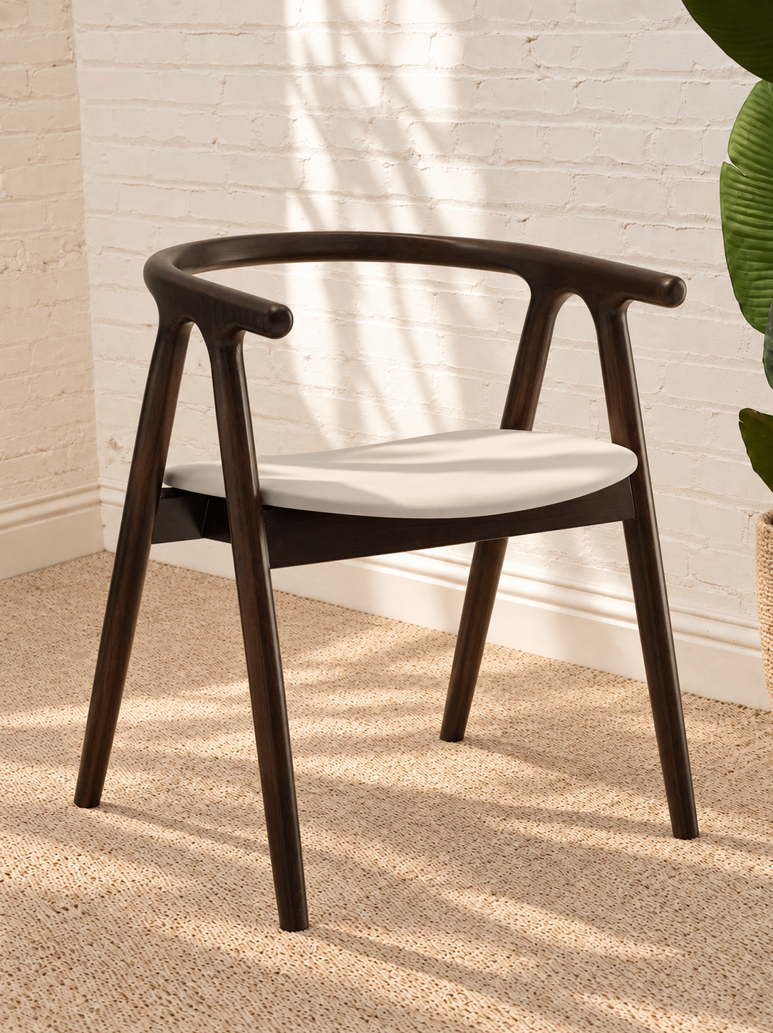 Ellis Leather Dining Chair in Light Gray