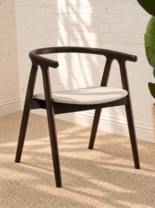 Ellis Leather Dining Chair in Light Gray