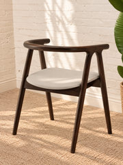 Ellis Leather Dining Chair in Light Gray