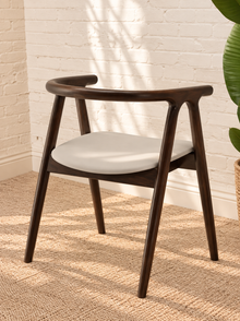 Ellis Leather Dining Chair in Light Gray