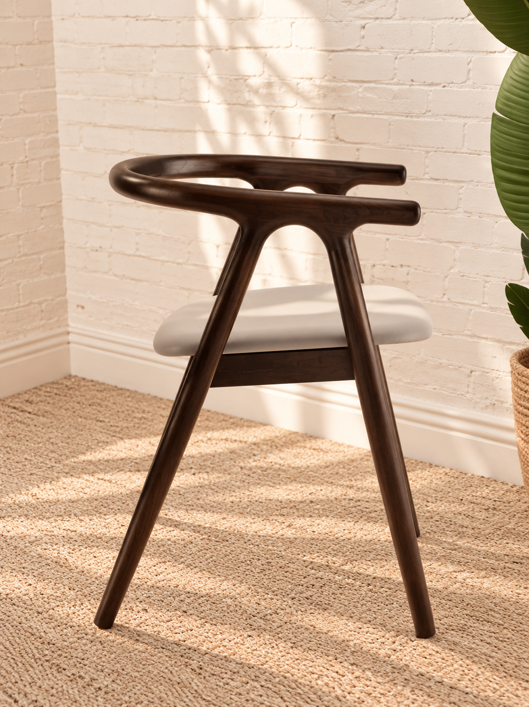 Ellis Leather Dining Chair in Light Gray