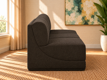 Elton 3-Piece Armless Sectional Sofa in Dark Brown