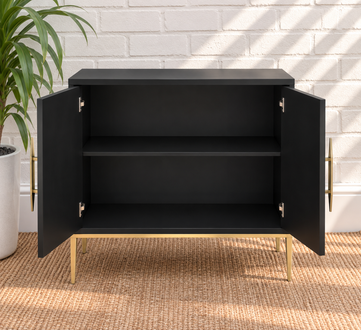 Eva Sunburst Bar Cabinet in Midnight