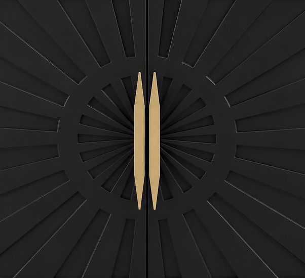 Eva Sunburst Bar Cabinet in Midnight