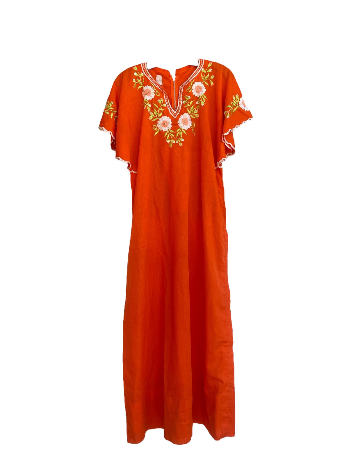 1970s Bohemian Embroidered Maxi Dress