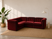 1970’s Italian Original Zanotta 4 Piece Modular Sofa Reupholstered in Checkered Velvet