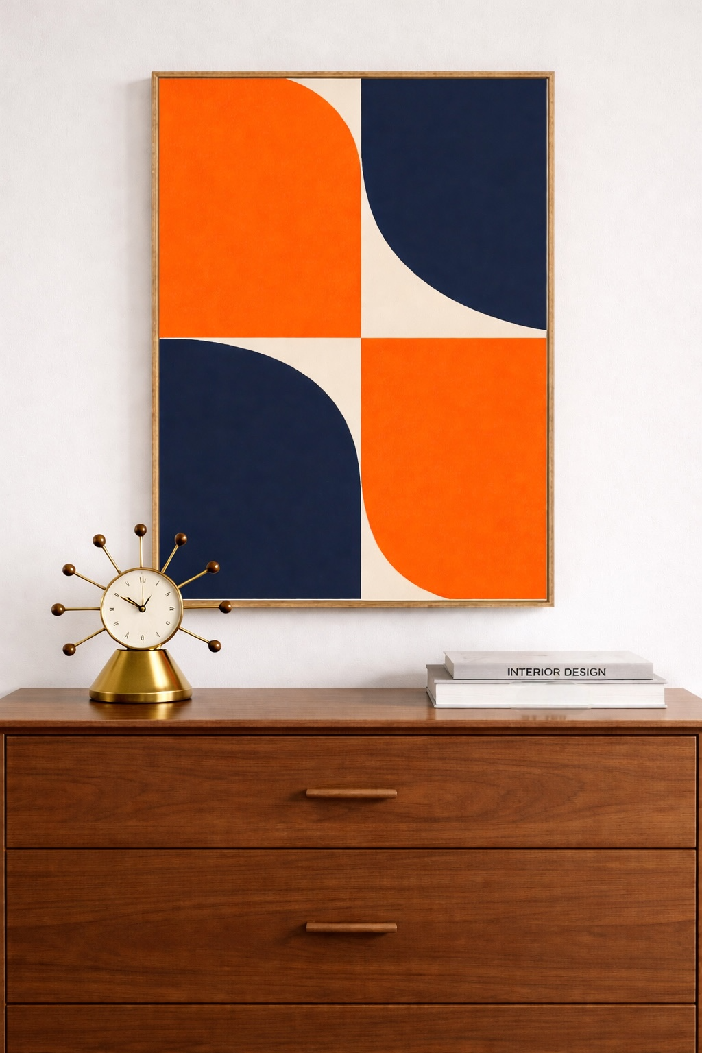 Quarter Turn Geometric Abstract Art in Orange Navy