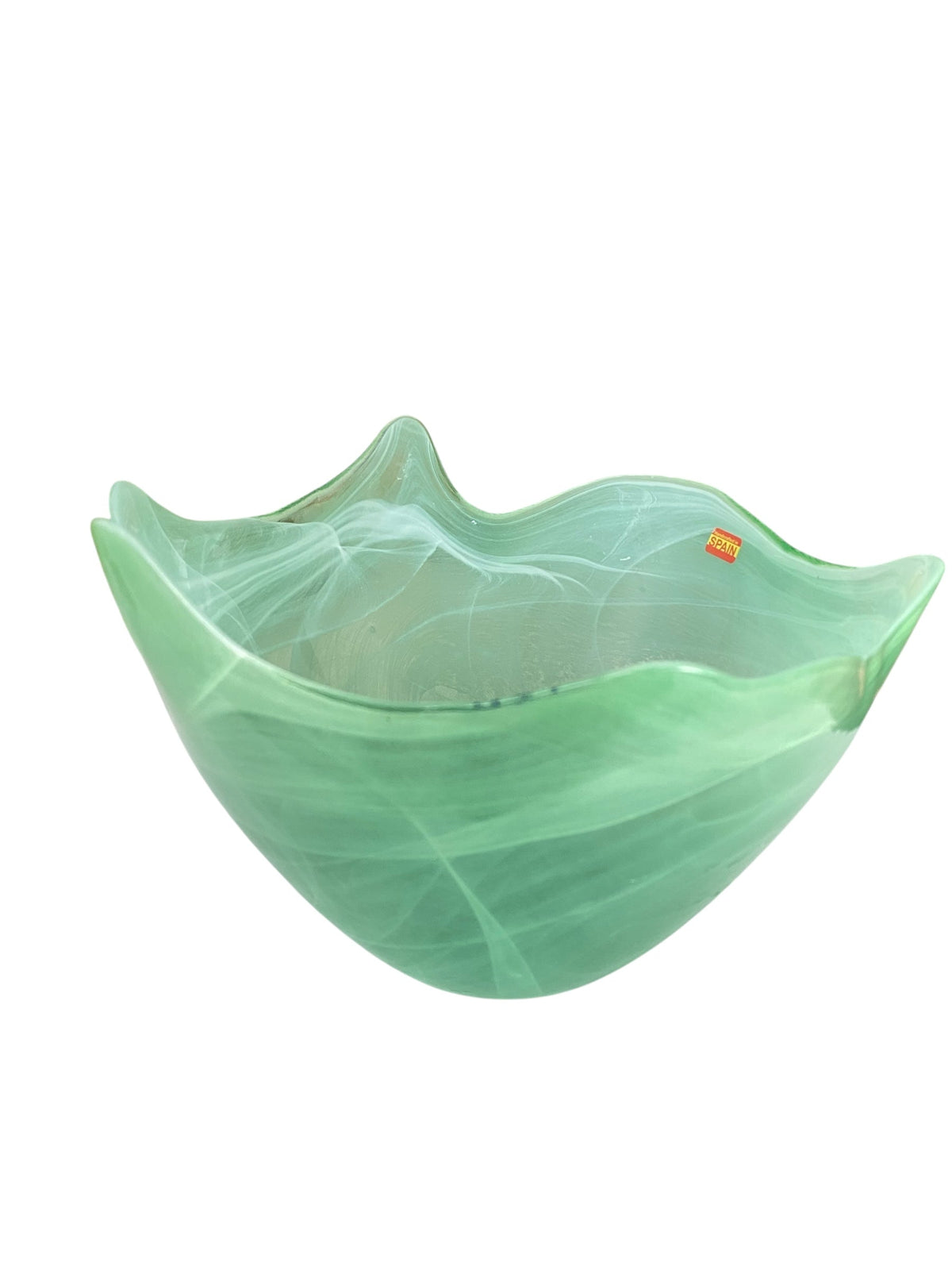 Abstract Modernist Green Creamsicle Glass Bowl