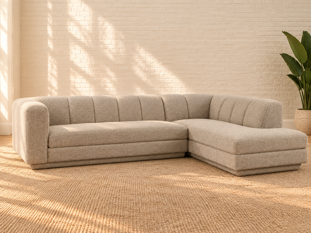 Felicity 2-Piece Sectional Sofa in Ivory Beige