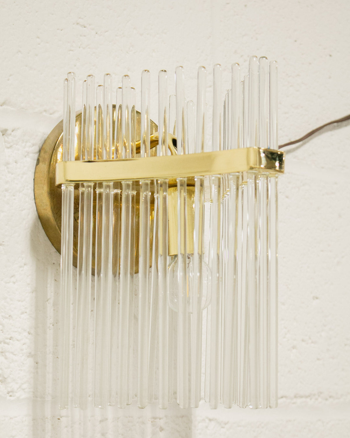 Vintage Brass and Glass Italian Sconce