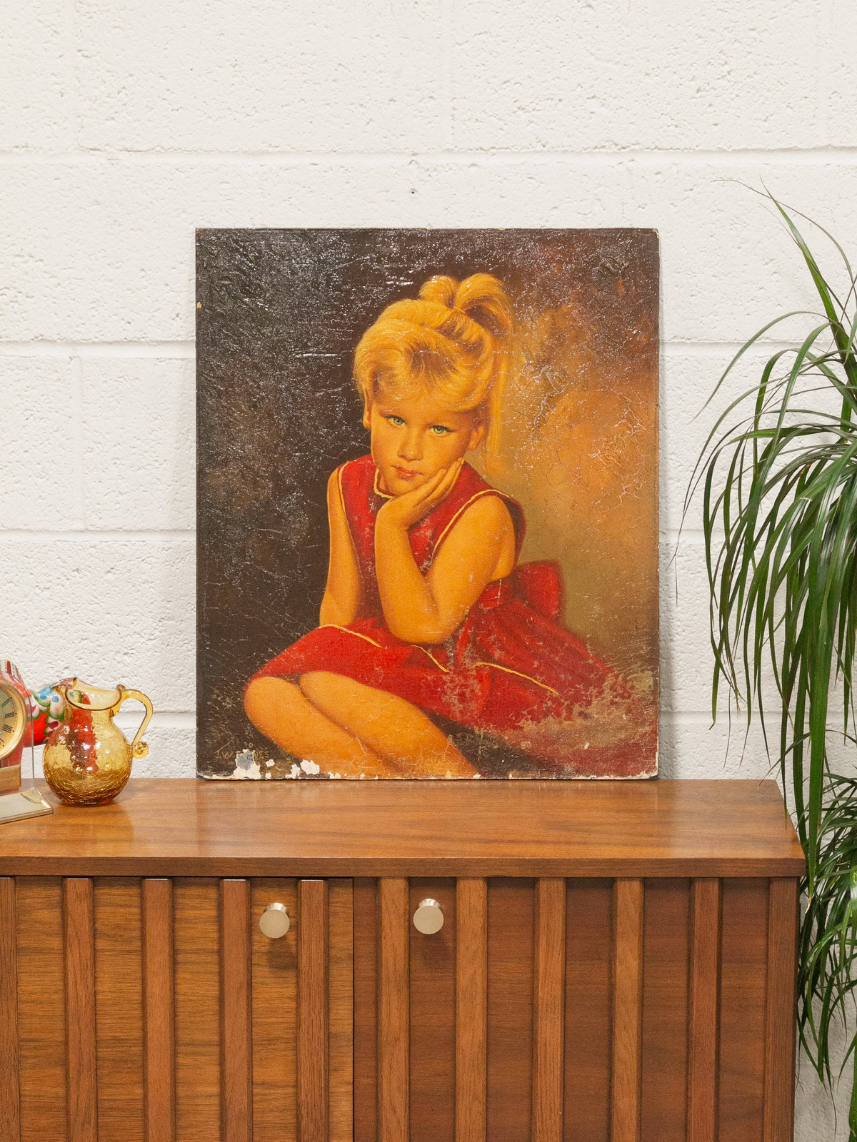 Little Girl in Red Dress Oil Painting