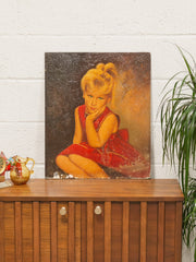 Little Girl in Red Dress Oil Painting