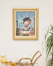 Red Skelton Freddie In The Tub Canvas Transfer From Original Oil Print Framed