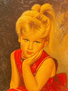 Little Girl in Red Dress Oil Painting