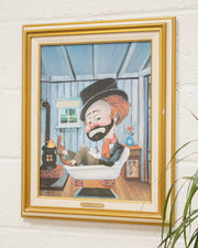 Red Skelton Freddie In The Tub Canvas Transfer From Original Oil Print Framed