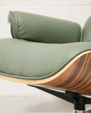 Sage Green Leather Iconic Chair and Ottoman