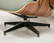 Sage Green Leather Iconic Chair and Ottoman
