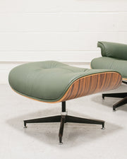 Sage Green Leather Iconic Chair and Ottoman