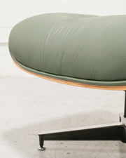 Sage Green Leather Iconic Chair and Ottoman