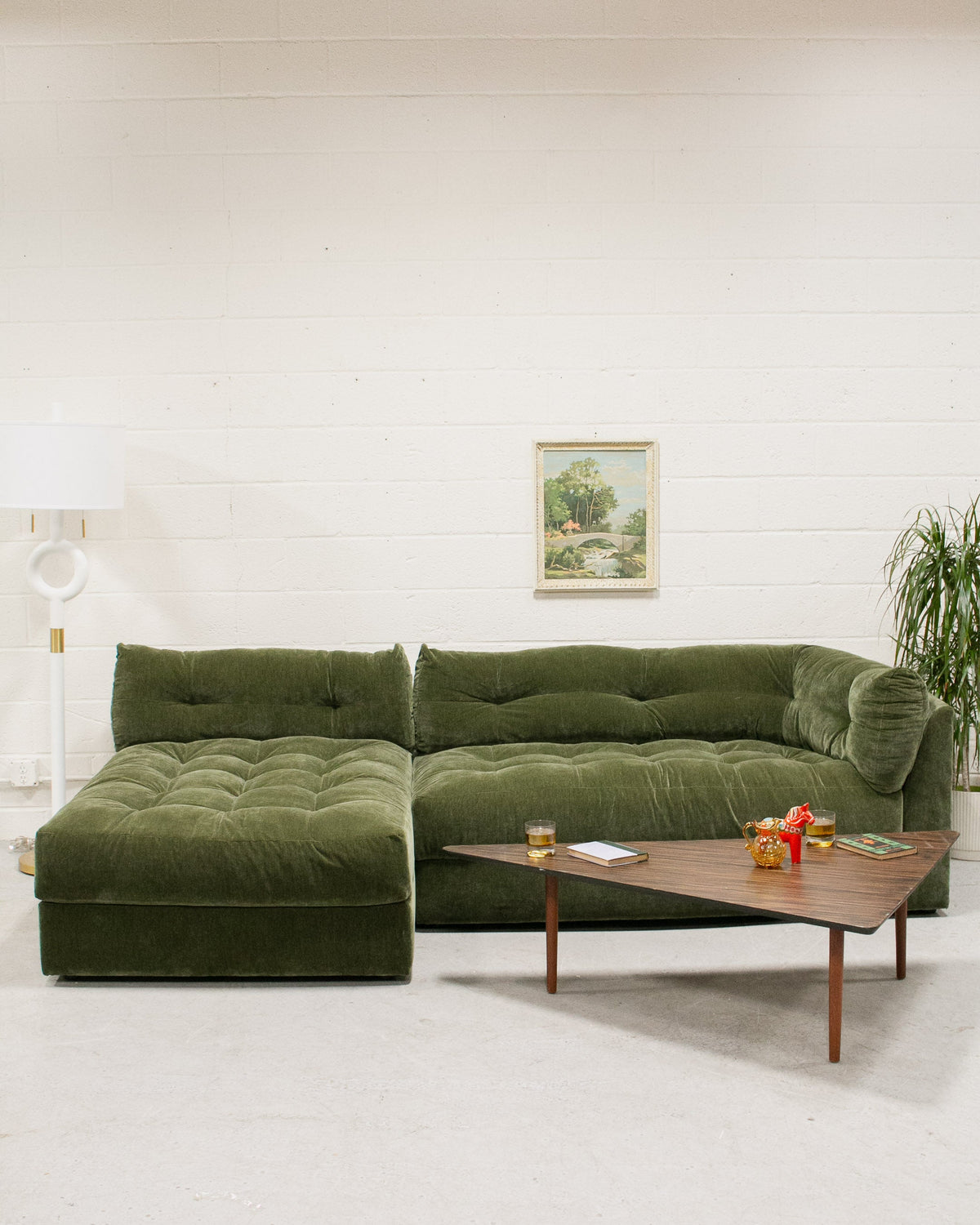 Prima 2 piece with Armless Chaise in Amici Moss