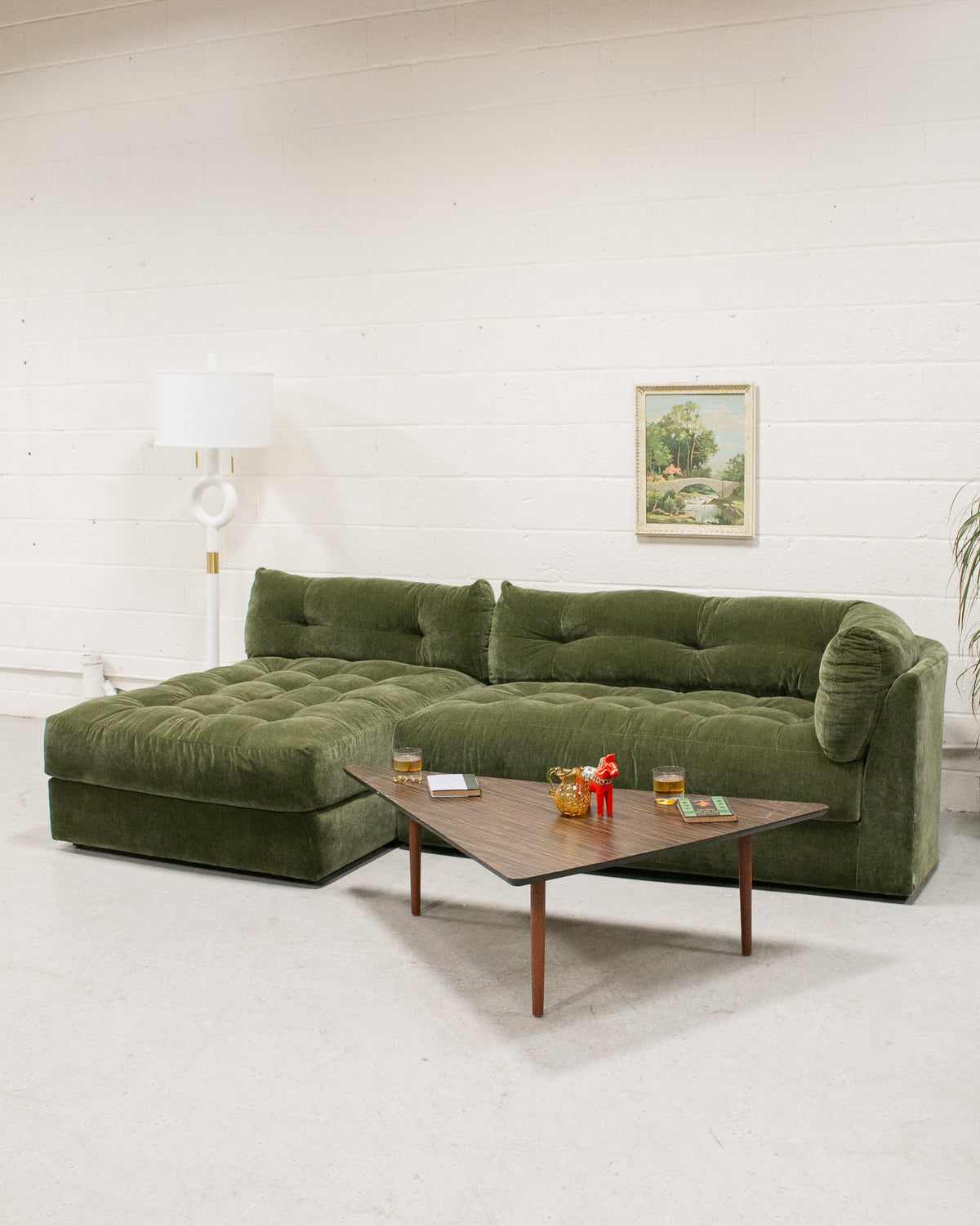 Prima 2 piece with Armless Chaise in Amici Moss