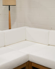 Mareena Outdoor Teak Sectional Sofa with Coffee Table