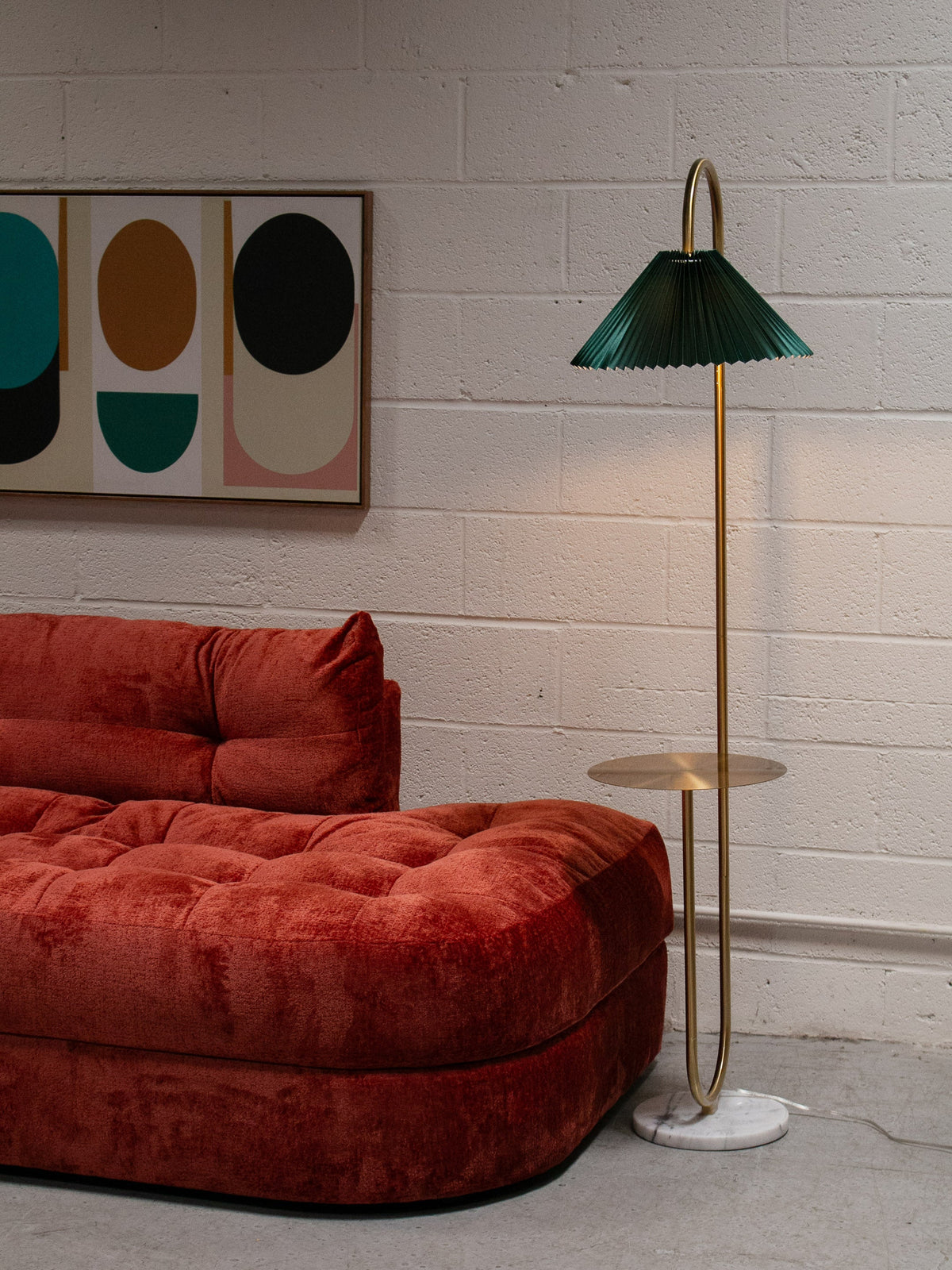 Green Pleated Villa Floor Lamp