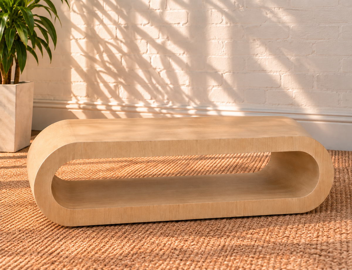 Gracielle Sculptural Coffee Table in Natural Oak