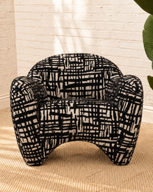 Hadley Pattern Accent Chair in Black Beige