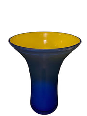 Blue and Yellow Holmeggard Trumpet Vase