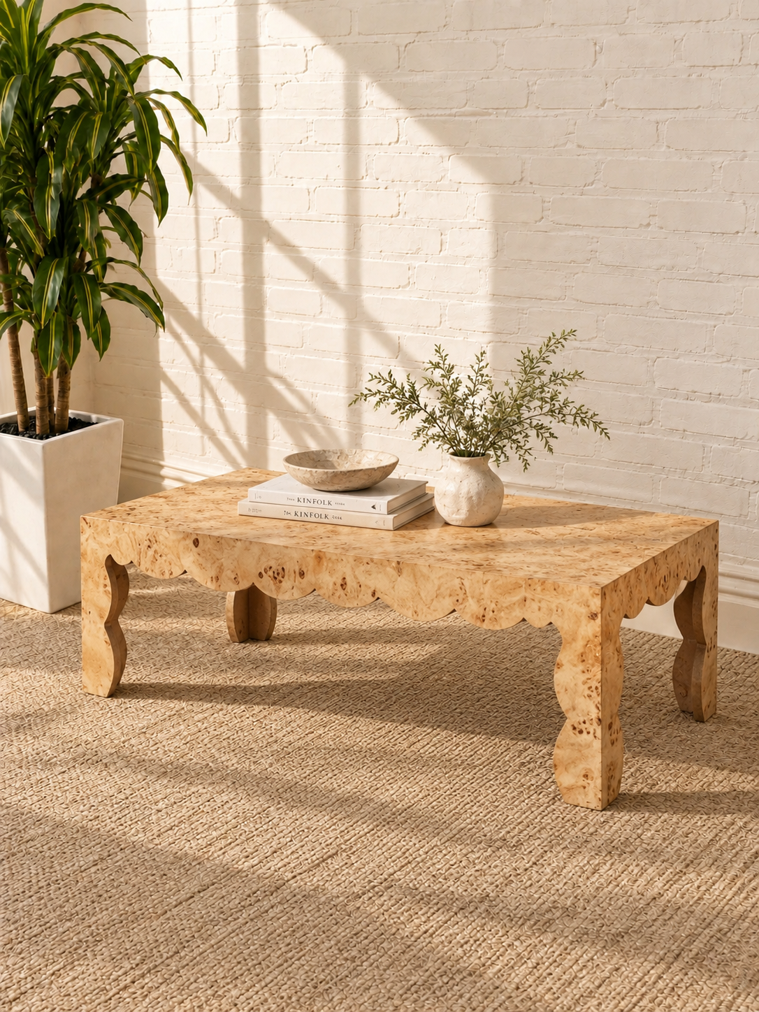 Hudson Mappa Burl Coffee Table in Latte