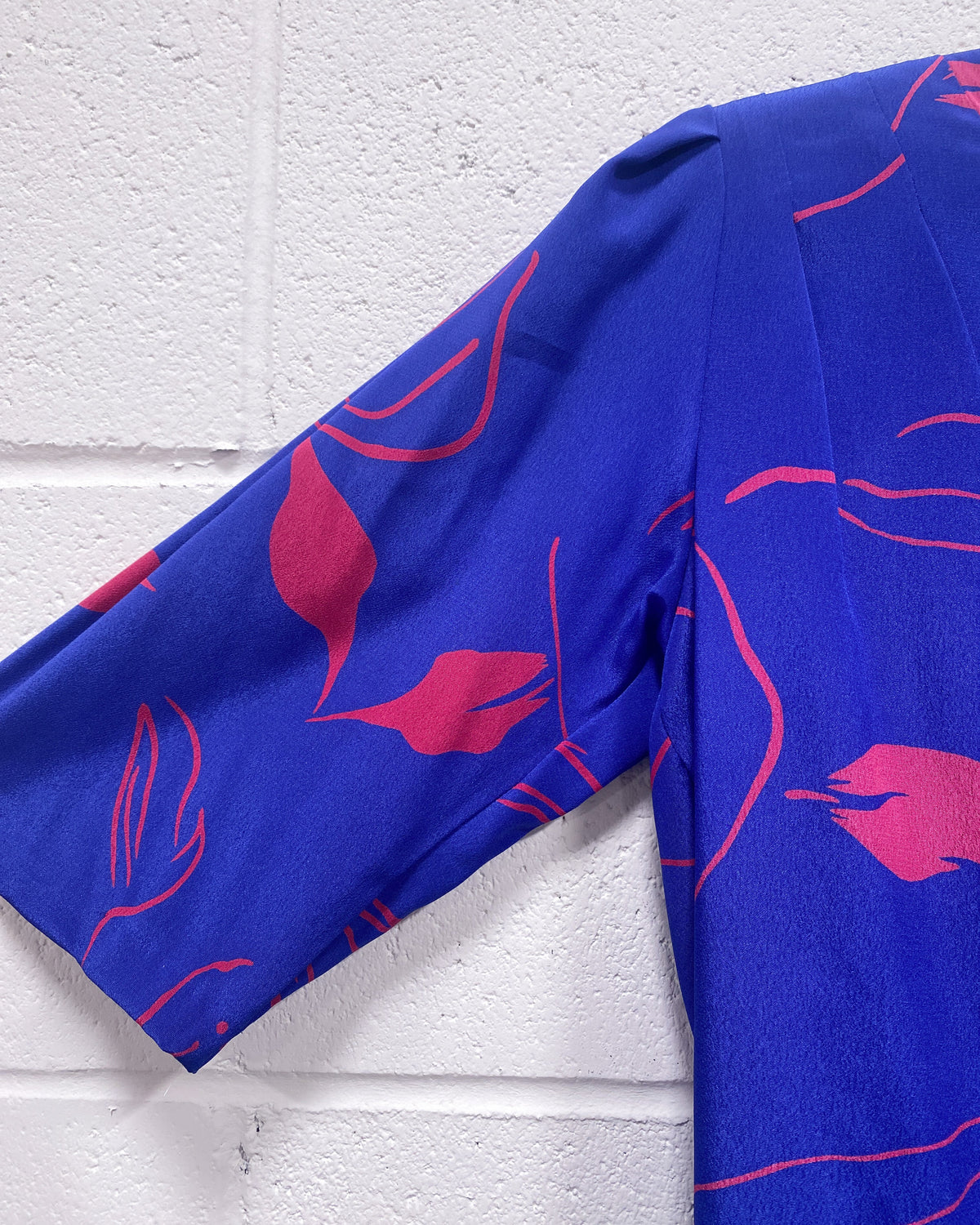 Vintage Cobalt Blue and Fuchsia Dress (S)
