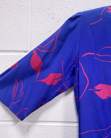 Vintage Cobalt Blue and Fuchsia Dress (S)