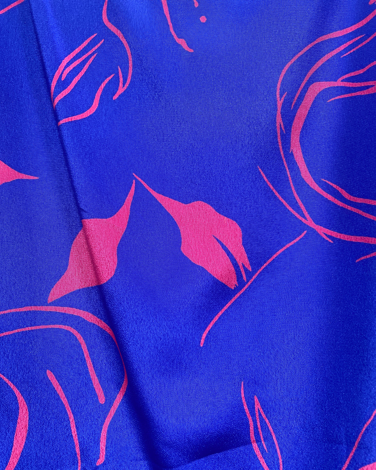 Vintage Cobalt Blue and Fuchsia Dress (S)