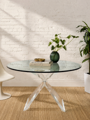 Vintage Lucite Sculptural Dining Table with Glass Top
