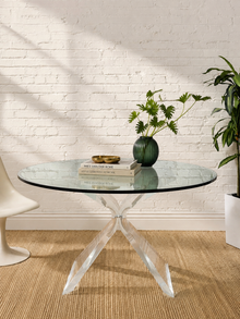 Vintage Lucite Sculptural Dining Table with Glass Top