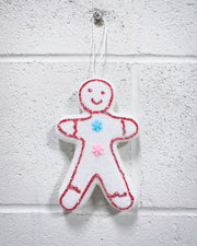 White Glitter Gingerbread Ornament