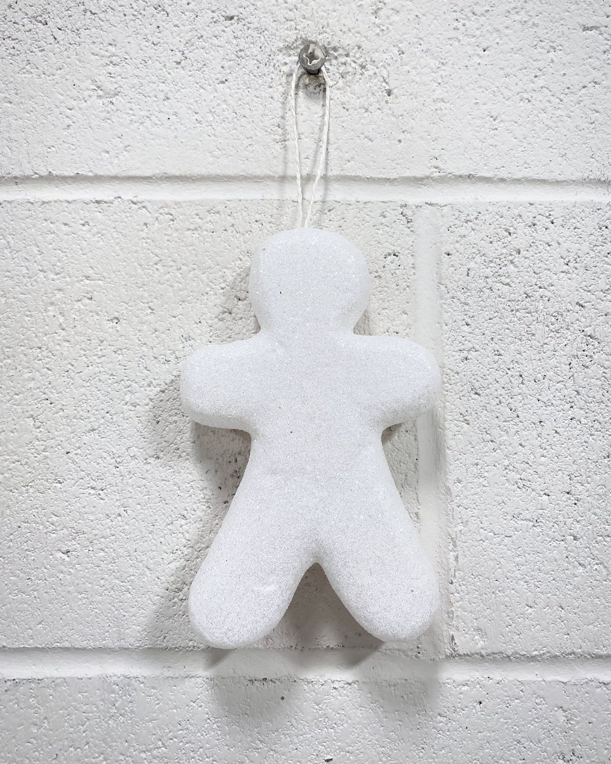 White Glitter Gingerbread Ornament