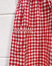 Vintage Red Gingham Embroidered Waist Apron