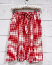 Vintage Red Gingham Embroidered Waist Apron