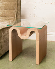 Squiggly Glass Top Side Table