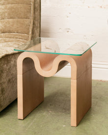 Squiggly Glass Top Side Table