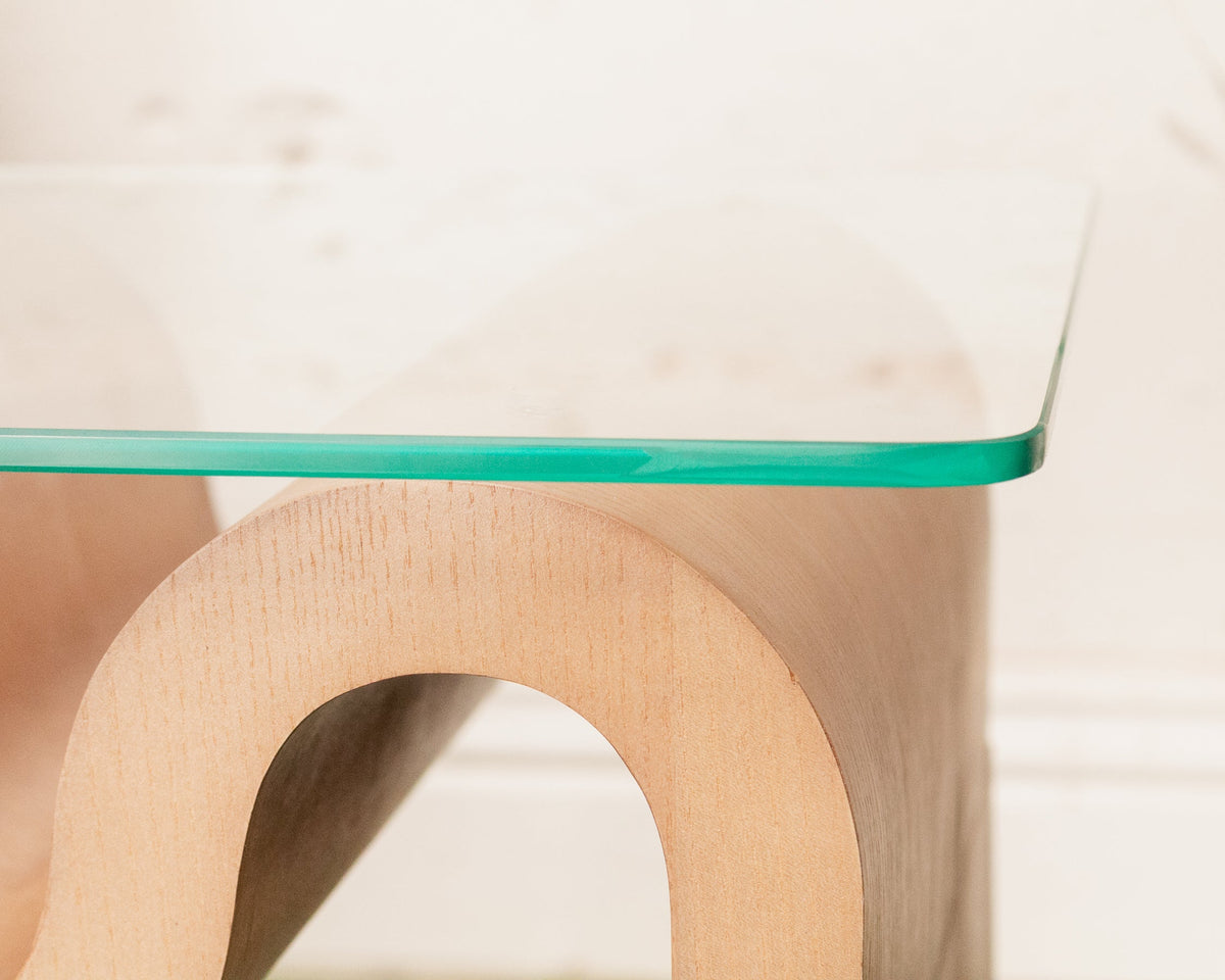 Squiggly Glass Top Side Table