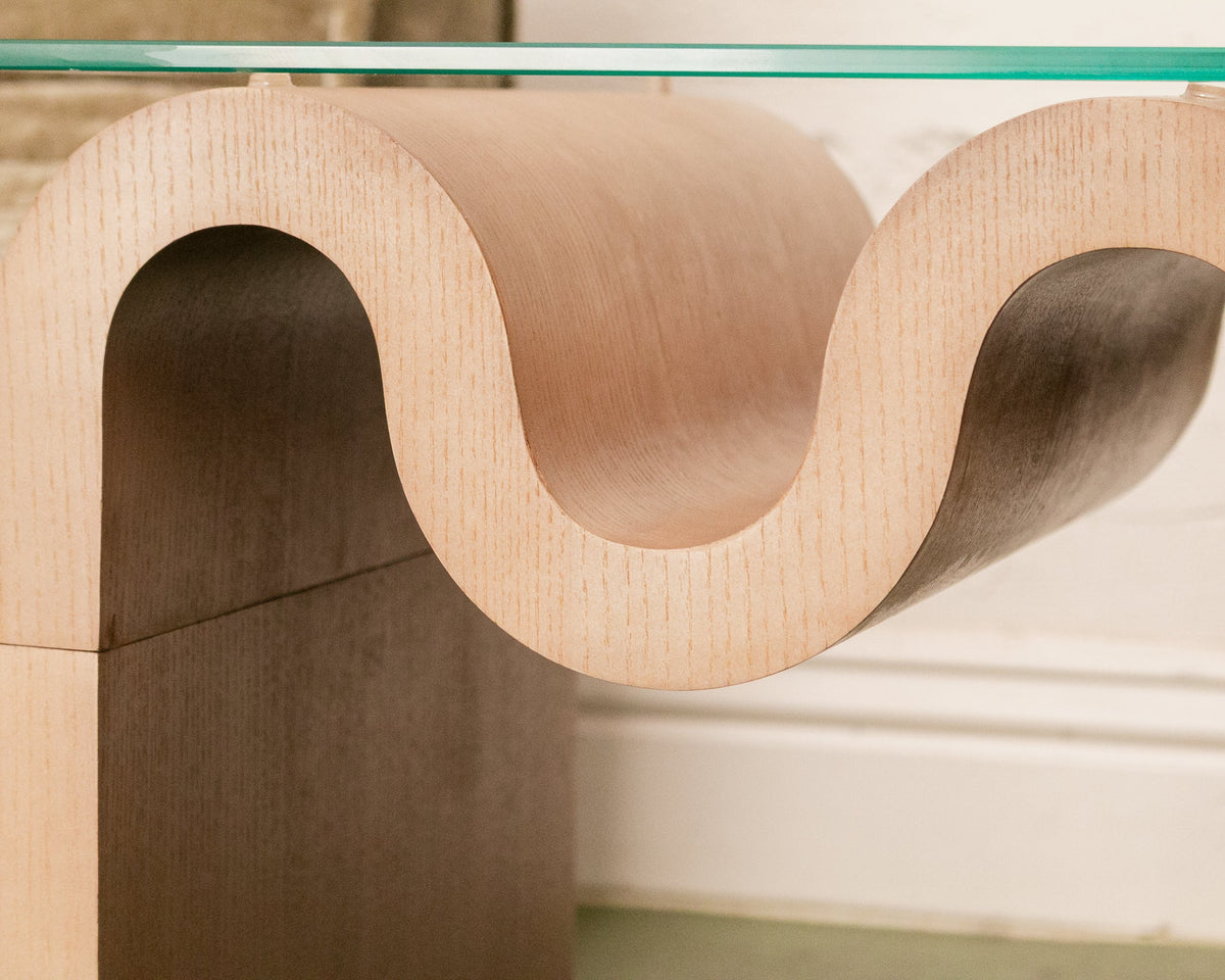 Squiggly Glass Top Side Table