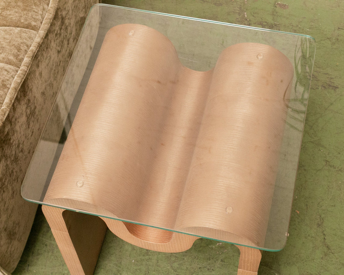 Squiggly Glass Top Side Table