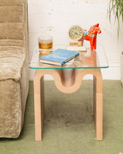 Squiggly Glass Top Side Table